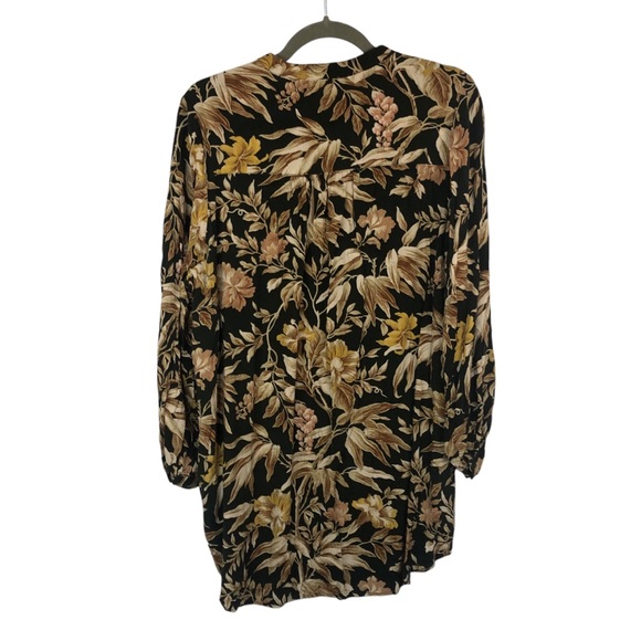 H &M Large Floral Tunic Collarless Buttons Halfway Up Relaxed Loose Fit - Picture 2 of 9